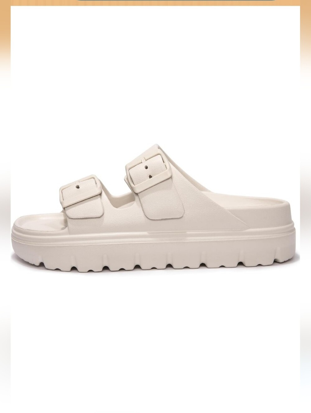 🤎 Light Beige Funky Monkey Platform Slides, Sz 8 (NWT) - Picture 2 of 4